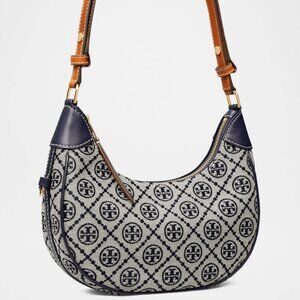 Tory Burch Monogram Crescent Canvas Shoulder Bag (NWT)
